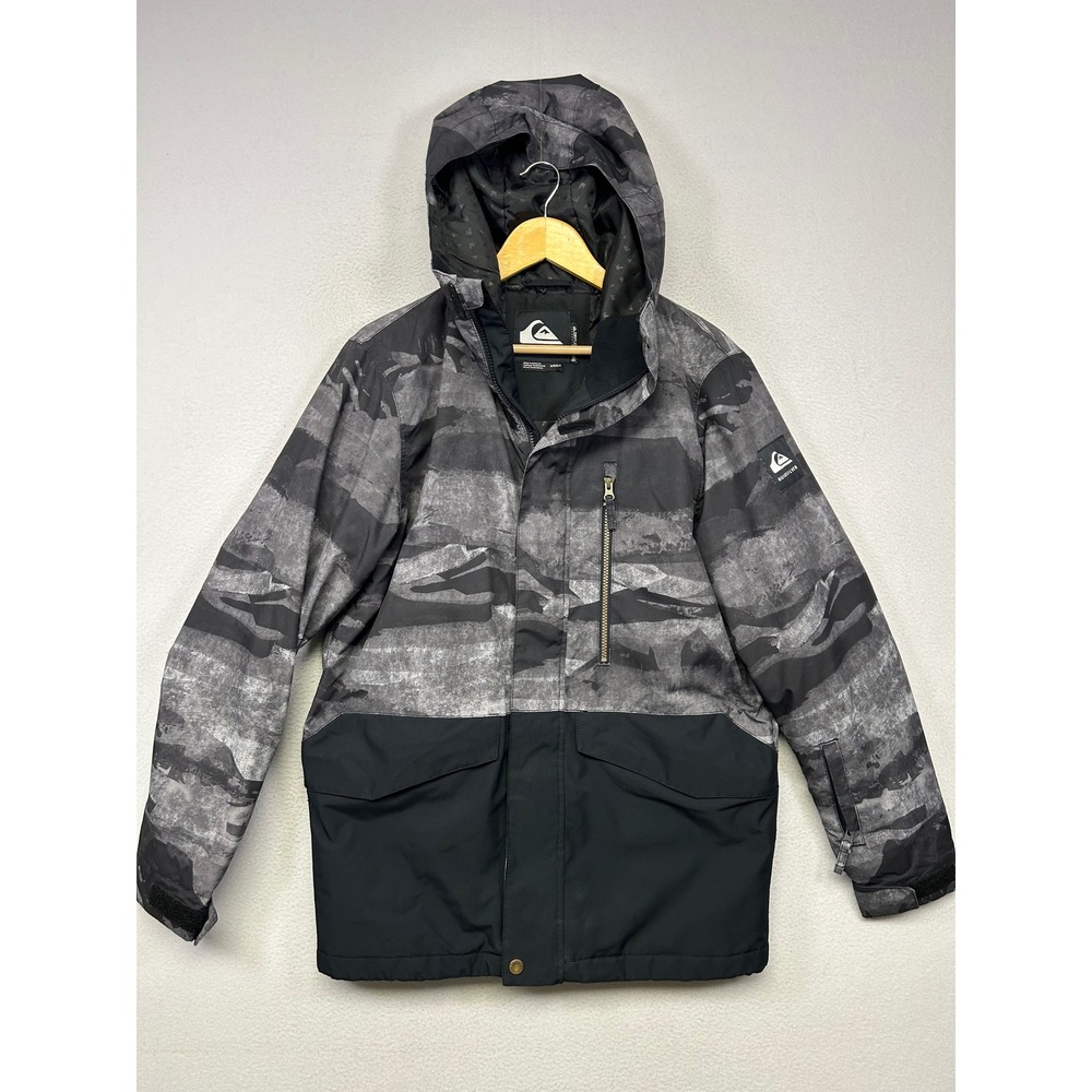 Gorpcore Quiksilver Mens Small Gray Camo DryFlight 10K Snowboard Jacket Winter